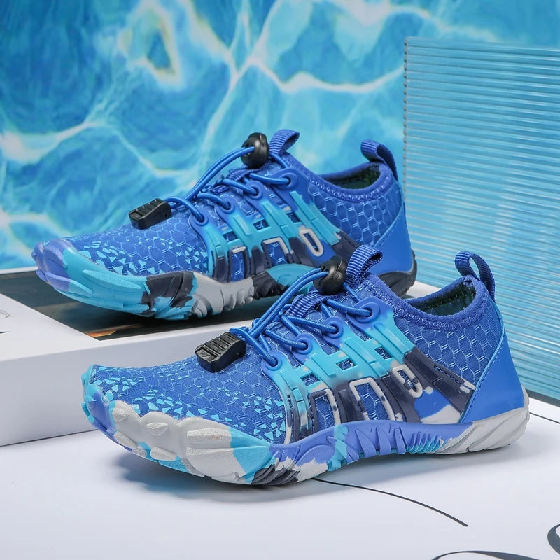 Zapatos de agua de secado rápido para niños, antideslizantes, resistentes al desgaste, con amortiguación, prevención, zapatillas transpirables suaves, zapatos descalzos para niños