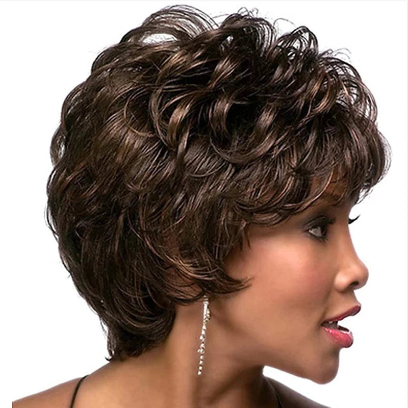 HAIRJOY Ladies Wig Short Fluffy Curly Heat-Resistant Synthetic Hair Wig, Suitable for Parties, Parties and Daily Use
