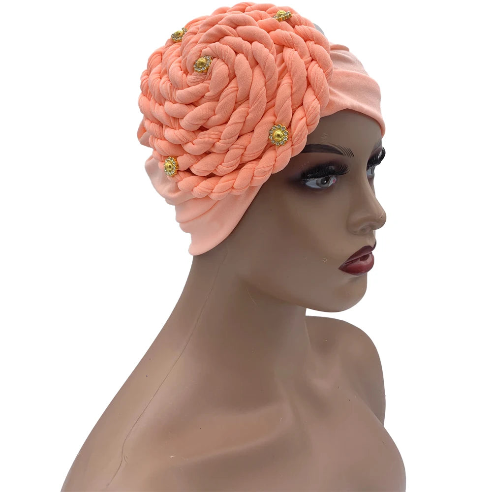 Diamantfletter Turbanhatt for kvinner Muslimsk hodeskjerf Panser Kvinnelig Inner Hijab Arabisk Hodeplagg Afrikansk Hodebånd Caps