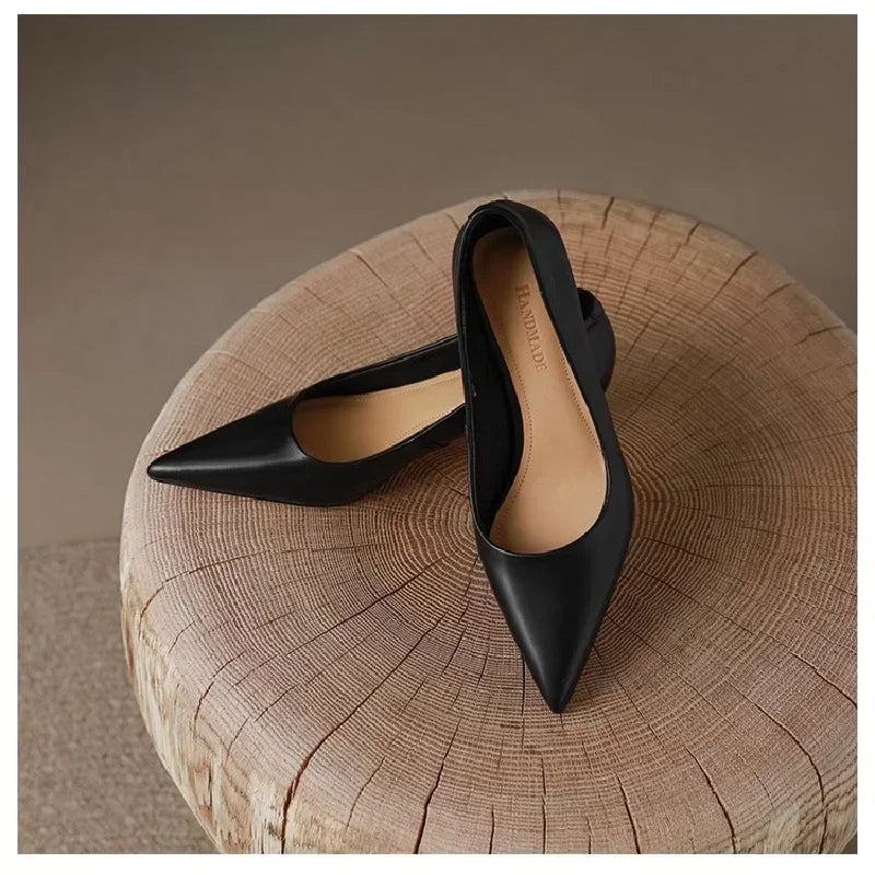 Luksuriøse pumps for kvinner Hælsko Dame Medium Hæl Stiletthæler Høye Sandaler Fest Kontor 2019 Elegant Brun Små Hæler Sexy