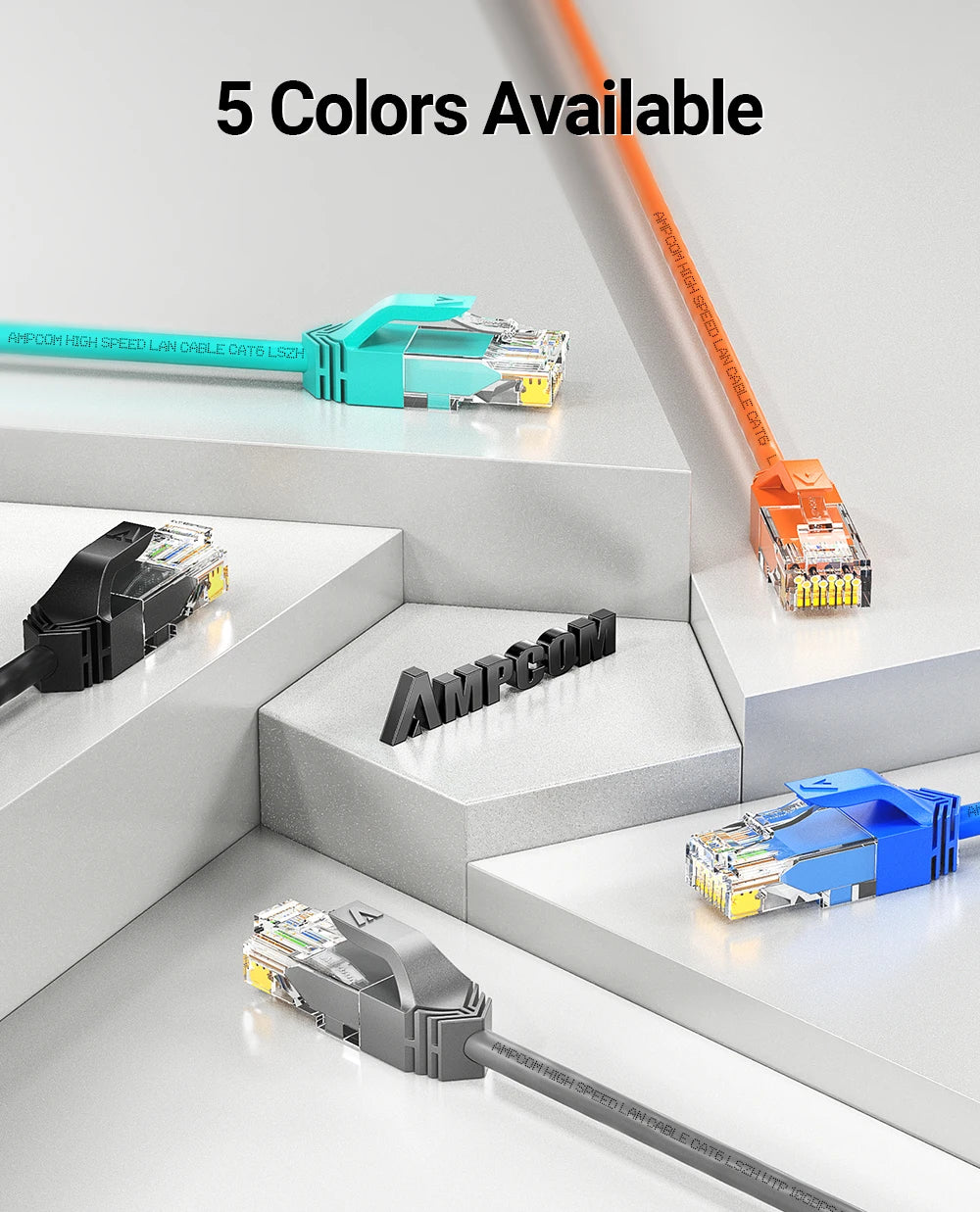 AMPCOM Ethernet Cable, Ultra Thin Cat6 RJ45 Lan Cable UTP RJ 45 Networking Cables Patch Cord for Desktop Computers Modem Router