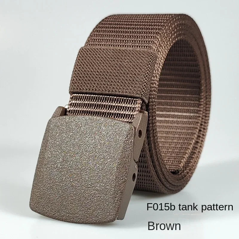 Ceintures en nylon à boucle automatique pour femmes, en toile, pour voyage en plein air, pantalons de sport haut de gamme, ceintures non métalliques pour hommes, blanc, noir, bleu, rouge