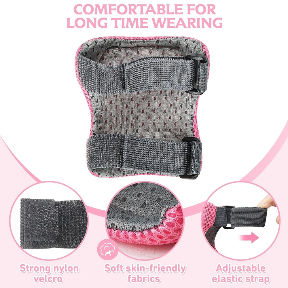 Juego de equipo de protección 6 en 1 para niños, rodilleras para niños de 3 a 10 años, rodilleras y coderas para niños pequeños con protectores de muñeca para patinar y andar en bicicleta