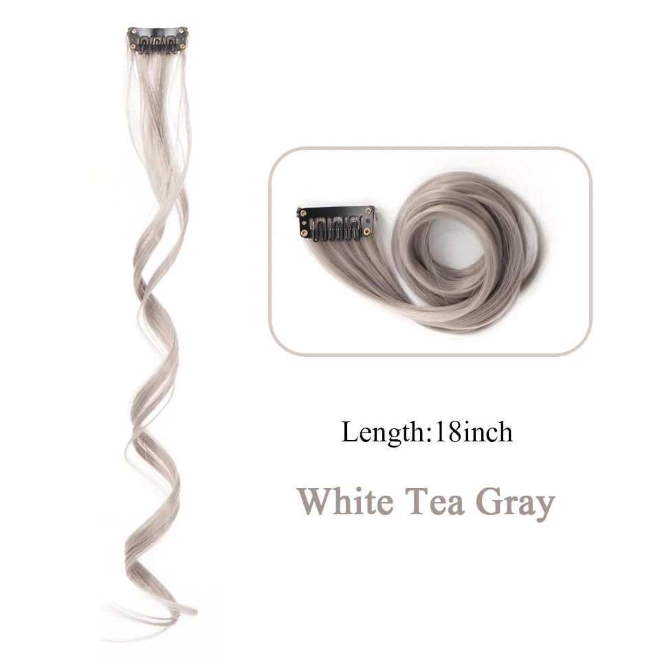 Extensions de cheveux synthétiques longues et bouclées pour femmes, résistantes à la chaleur, à clipser, couleur or, gris, violet, rose, rouge