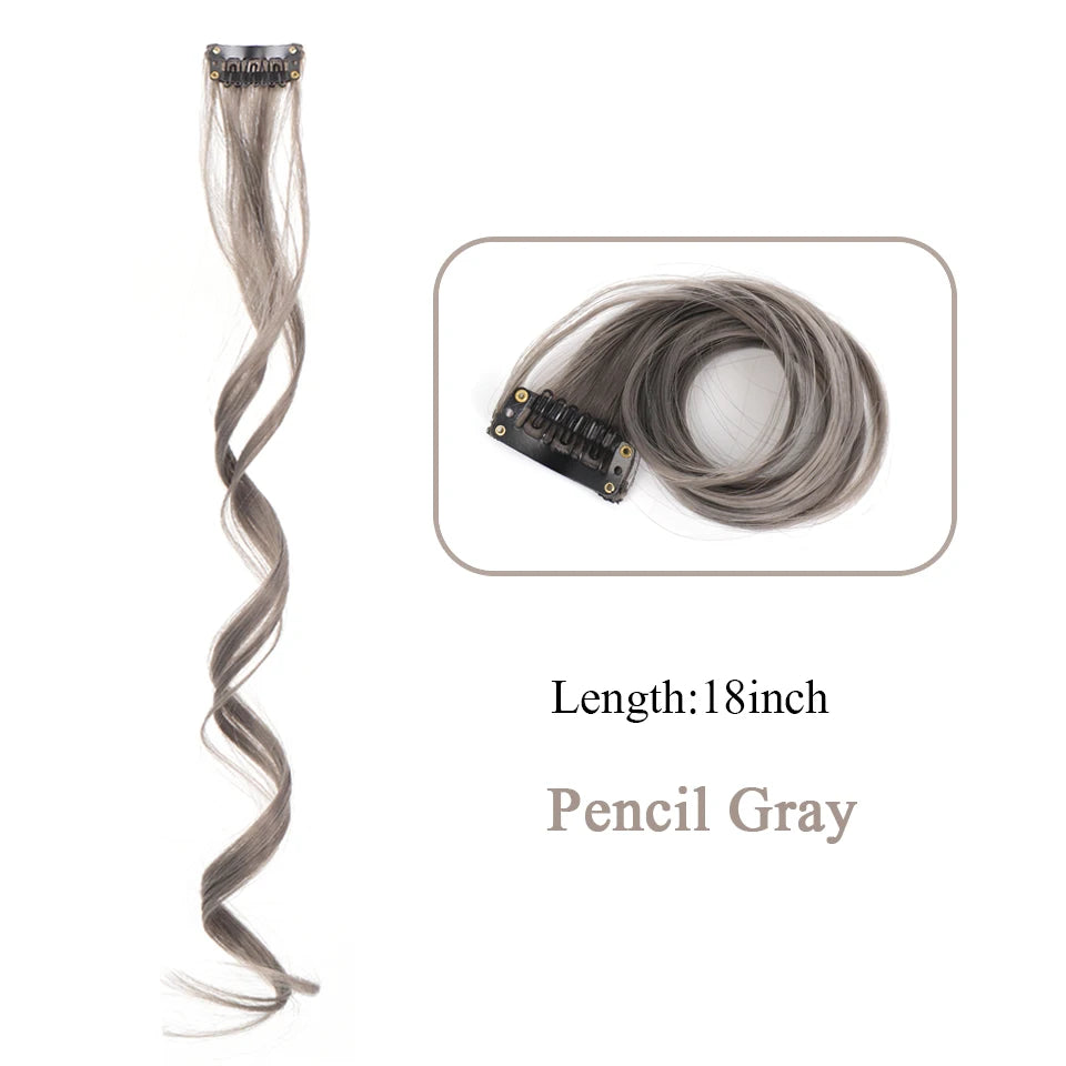 Extensions de cheveux synthétiques longues et bouclées pour femmes, résistantes à la chaleur, à clipser, couleur or, gris, violet, rose, rouge