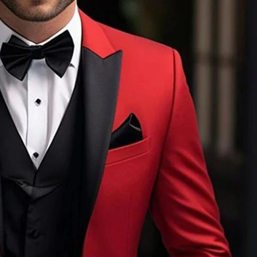 Traje de chaqueta roja para hombre, conjunto de 2 piezas, trajes de pantalón de alta calidad, ropa de hombre para fiesta, boda, esmoquin, chaquetas, disfraz, moda