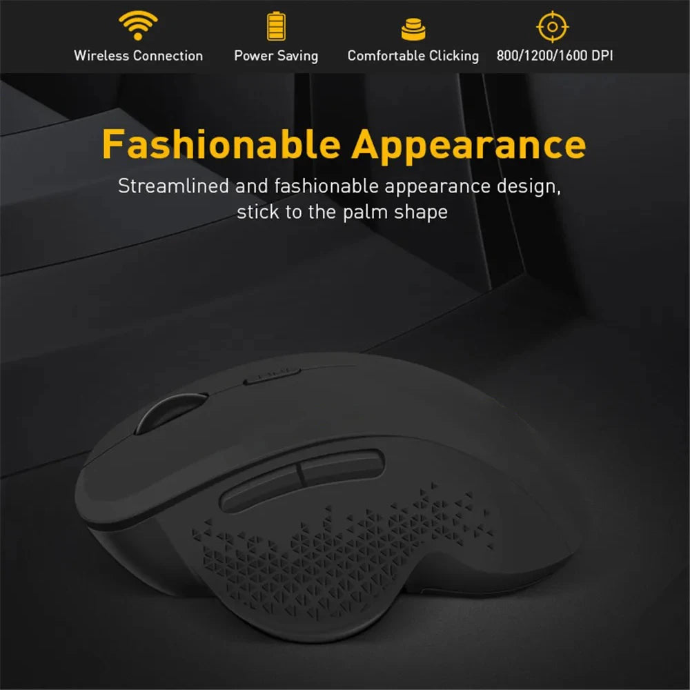 Ratón inalámbrico ergonómico para ordenador, ratón óptico para PC con receptor USB, 6 botones, ratones inalámbricos de 2,4 GHz, 1600 DPI para portátil
