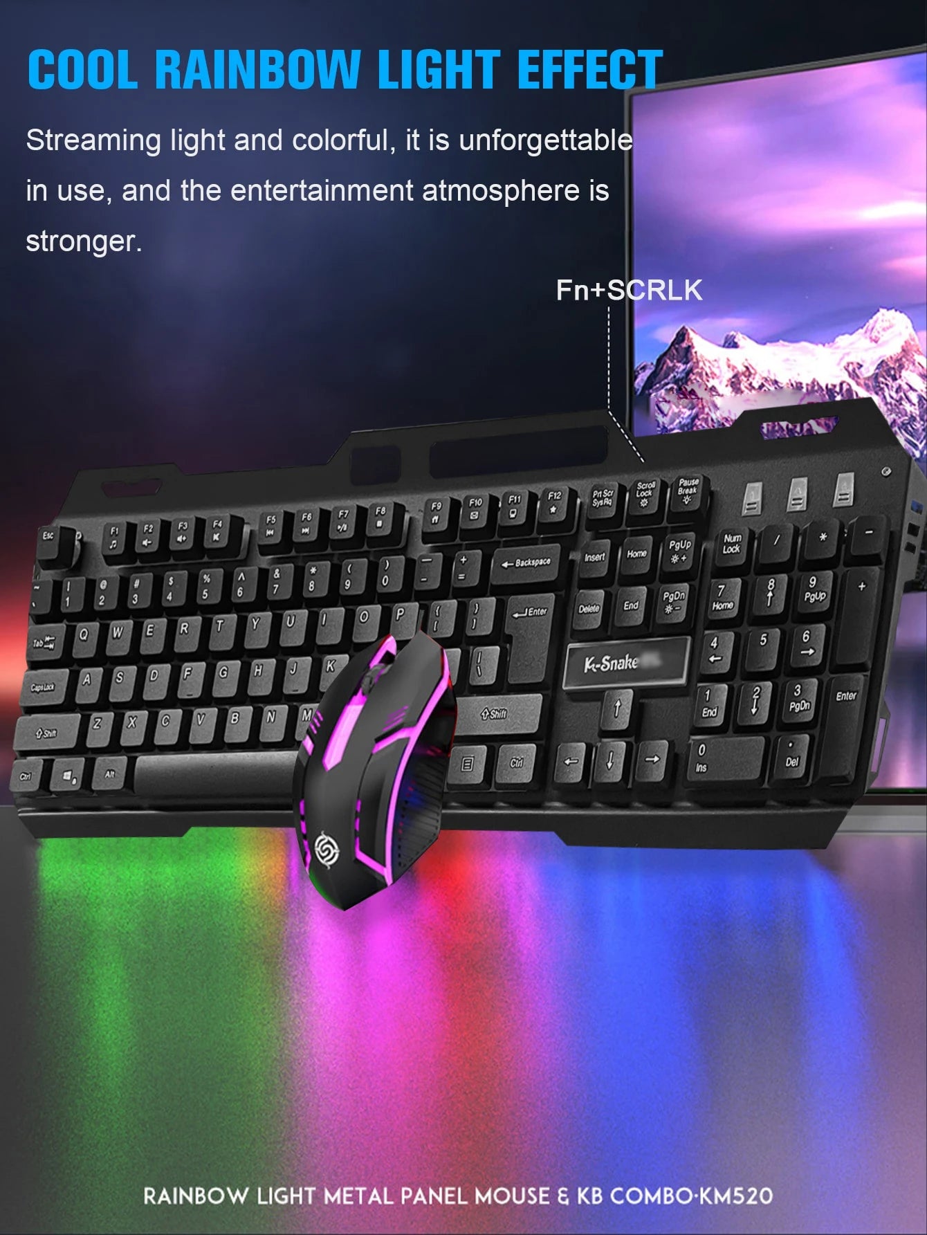 Glow-tastatur og -mussett