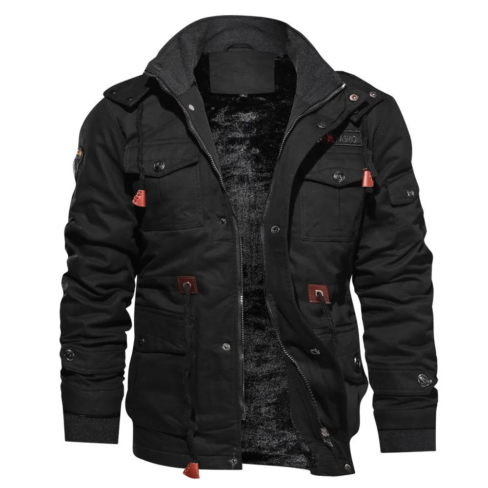 Herrearbeidsklær, tykk, kuldebestandig høst- og vinterjakke, varm, løs og glidelåscardigan for menn, herrejakke Jacket Jacket
