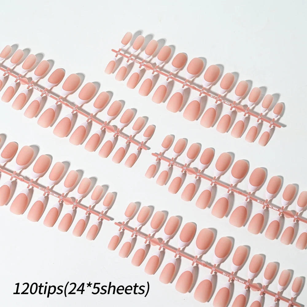 120/150 stk. matte hvite franske gelnegletipps medium mandel hudfargede presse-on negler 0,75-2,6 cm rosa/hudfargede ABS myke gelnegletipps