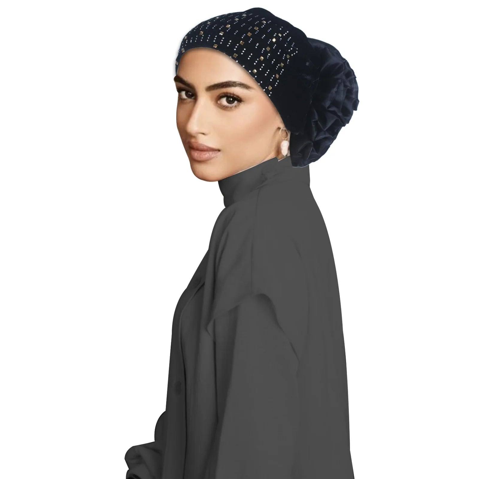Hiyab Turbante de Terciopelo con Flores