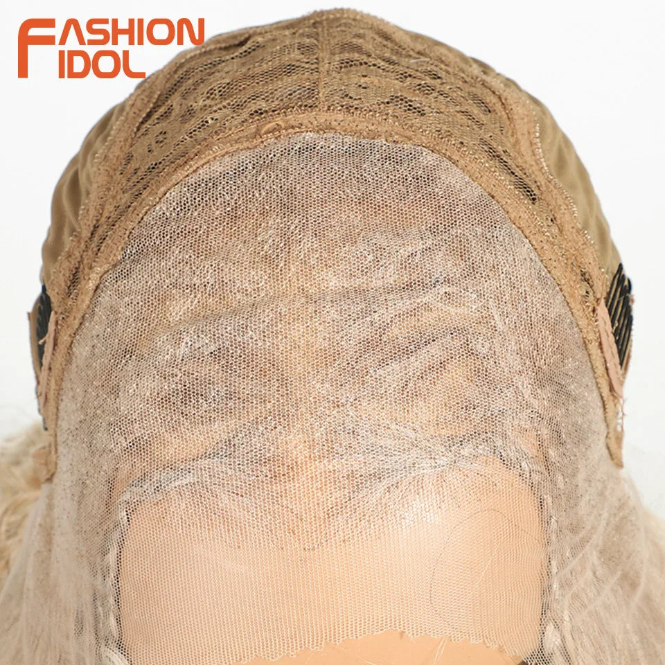 FASHION IDOL 13X4 Box Twist Braided Lace Wig For Black Women Synthetic Lace Frontal Wigs Blonde Faux Locs Wig Goddess Braids Wig