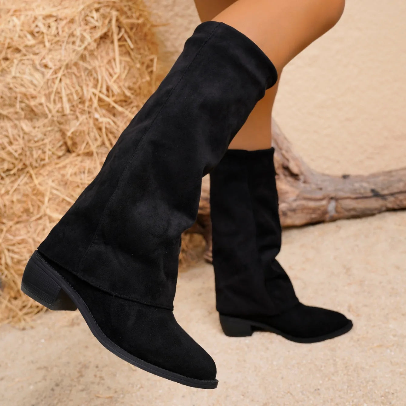 Women Boots Winter New Fashion Frosted Mid-calf Boots Women Low Heel Plus Velvet Knight Boots Elegant Comfortable Shoes Women