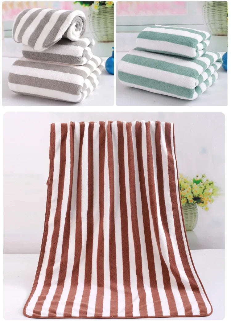 Serviette de bain pour adultes, grande serviette de plage, absorbante, séchage rapide, enveloppement corporel, serviettes de douche pour le visage et les cheveux, 2 pièces 70 x 140 cm 35 x 75 cm