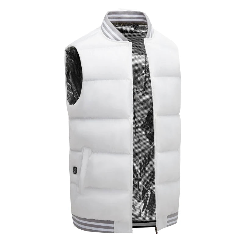 Gilet chauffant intelligent d'hiver pour homme, veste polaire chauffante électrique USB, veste chauffante pour randonnée en plein air, veste chaude thermique chauffante