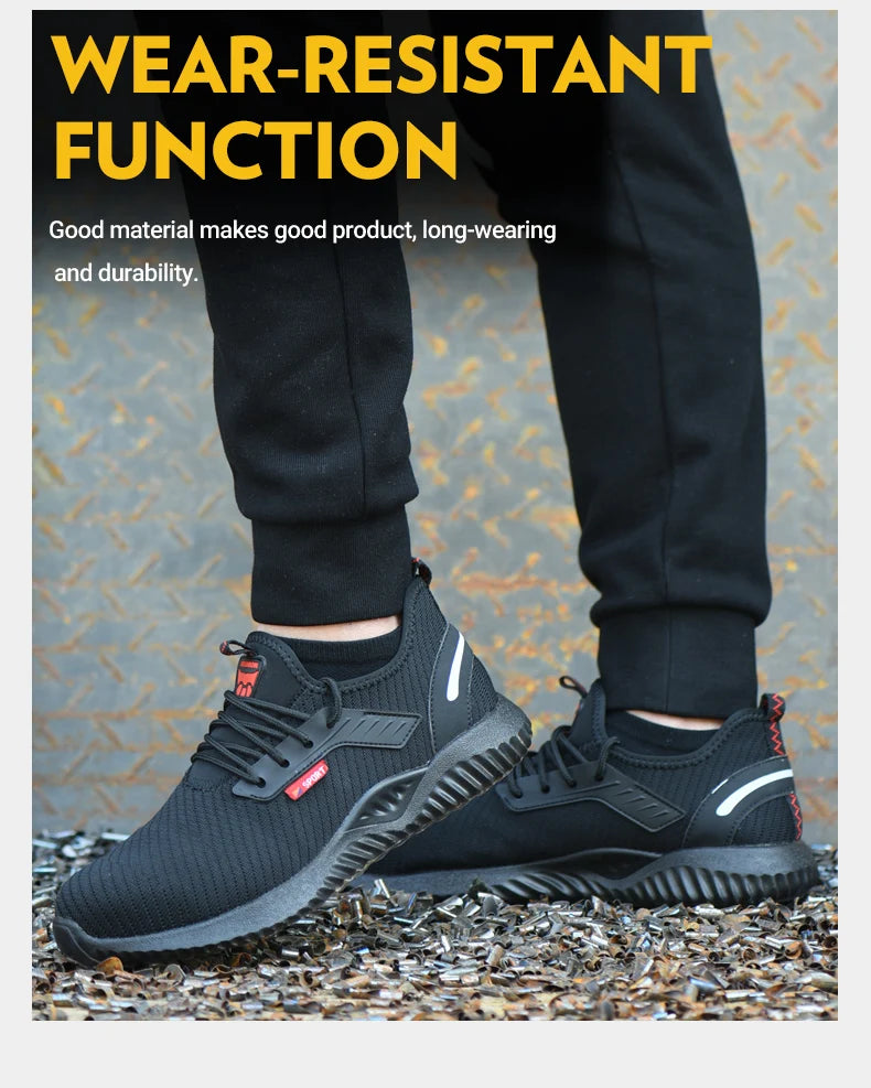 Zapatillas de trabajo con puntera de acero para hombre, zapatos de seguridad a prueba de perforaciones, botas de trabajo, calzado de seguridad indestructible de moda