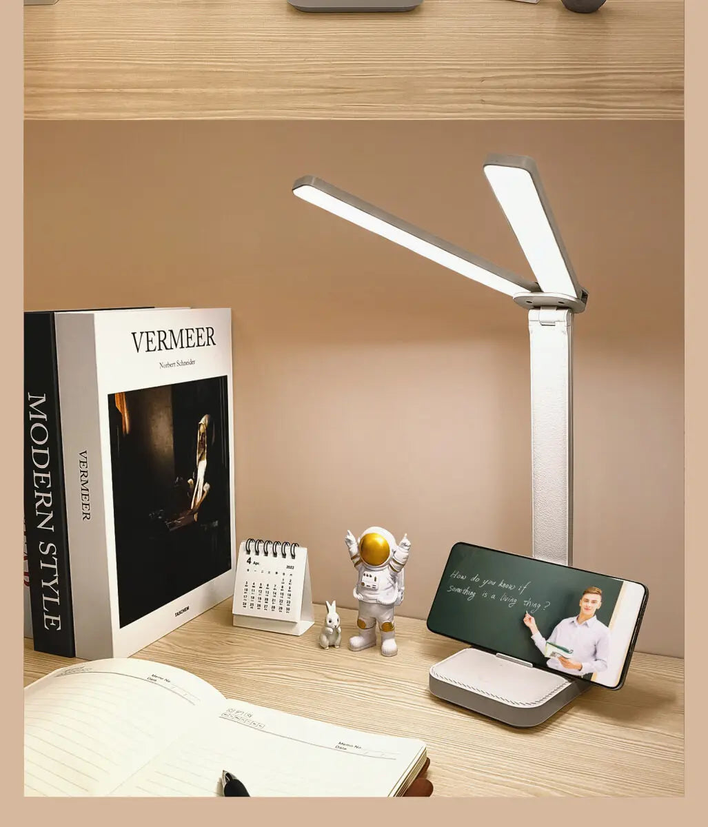 Lampe de bureau LED rechargeable par USB, 3 niveaux d'intensité, tactile, protection des yeux, pliable, idéale pour la chambre à coucher