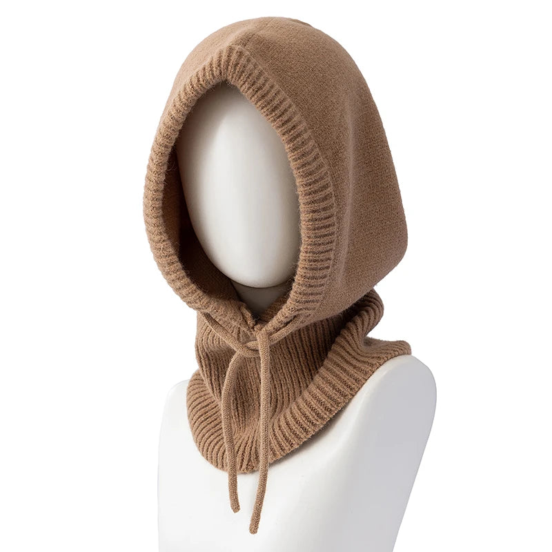 Cagoule d'hiver à capuche pour femme, coupe-vent, en tricot, idéal pour les voyages en plein air