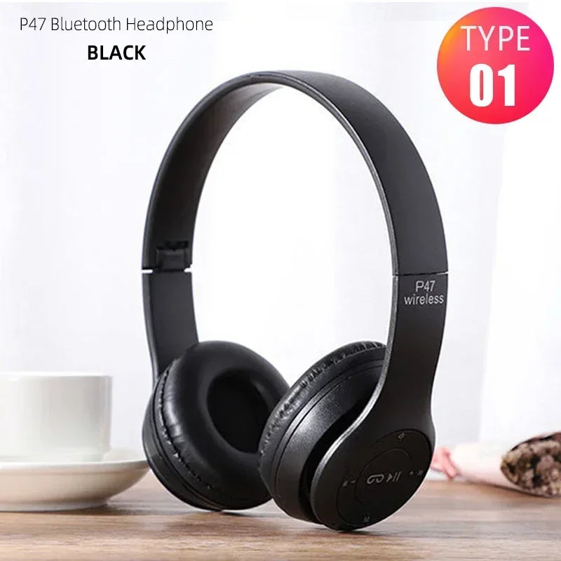 P47 Wireless Headphones Bluetooth 5.0 Earphones Foldable HIFI Stereo Bass for Music Gaming Kid Girl Earphone for iPhone XiaoMi