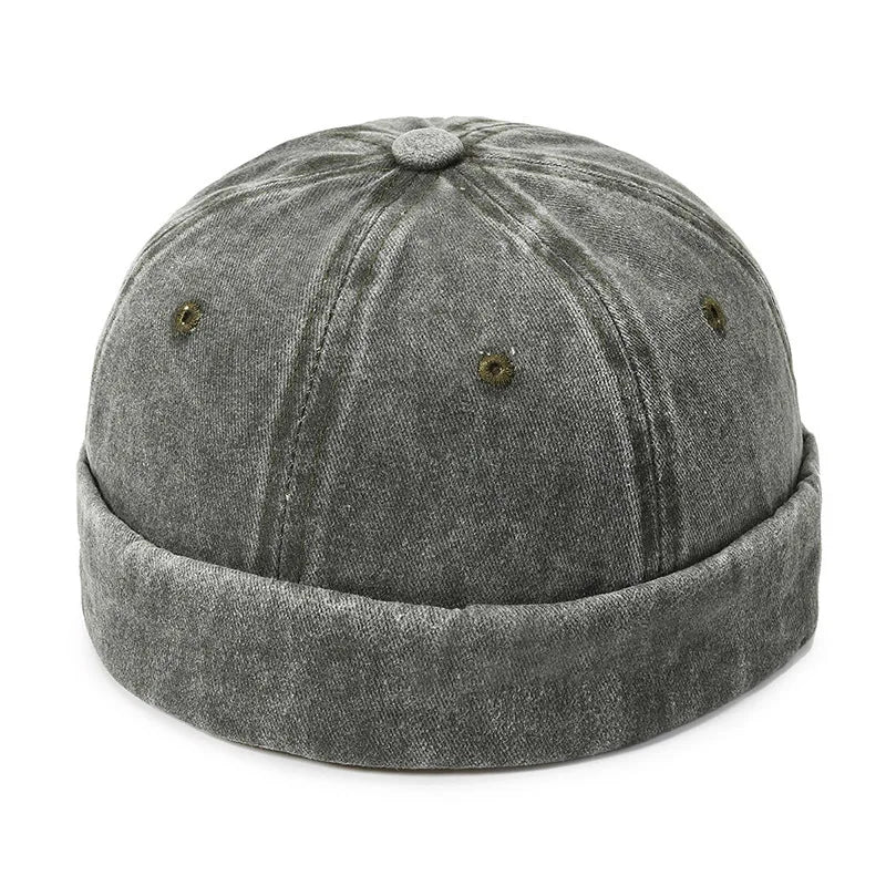Gorro de punto vintage con bordado de palma para hombre, gorro docker, gorro de propietario de primavera, gorro sin ala unisex de Hip Hop, gorros ajustables