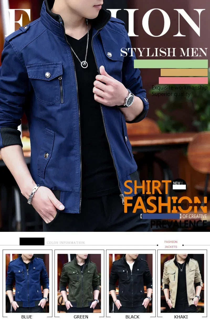 Chaquetas cargo para hombre, nueva moda, chaqueta bomber, ropa masculina, estilo británico sencillo, chaqueta cálida cortavientos y abrigo, chaqueta de béisbol para hombre.