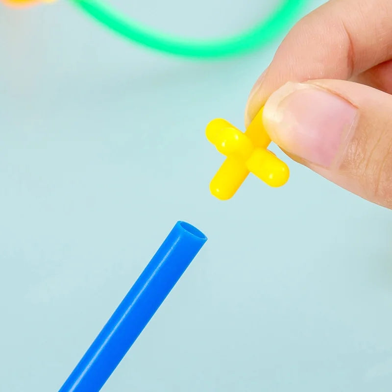 Jouets de construction de paille à faire soi-même, jouets éducatifs d'ingénierie de motricité colorée, jouets de construction STEM
