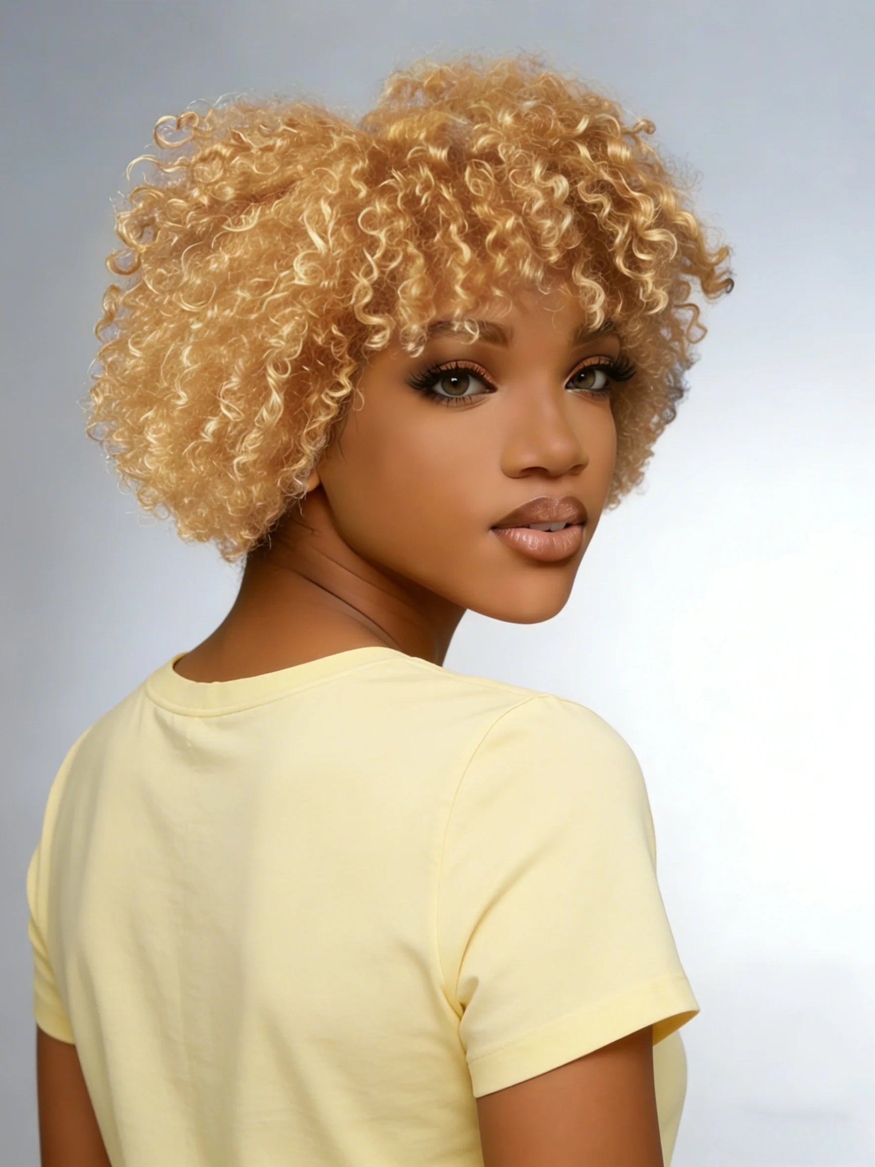 Pixie Cut Wig Human Hair Short Curly Layered Hair With Bangs For Women Short Hair Wig Full Machine-Made Wig 