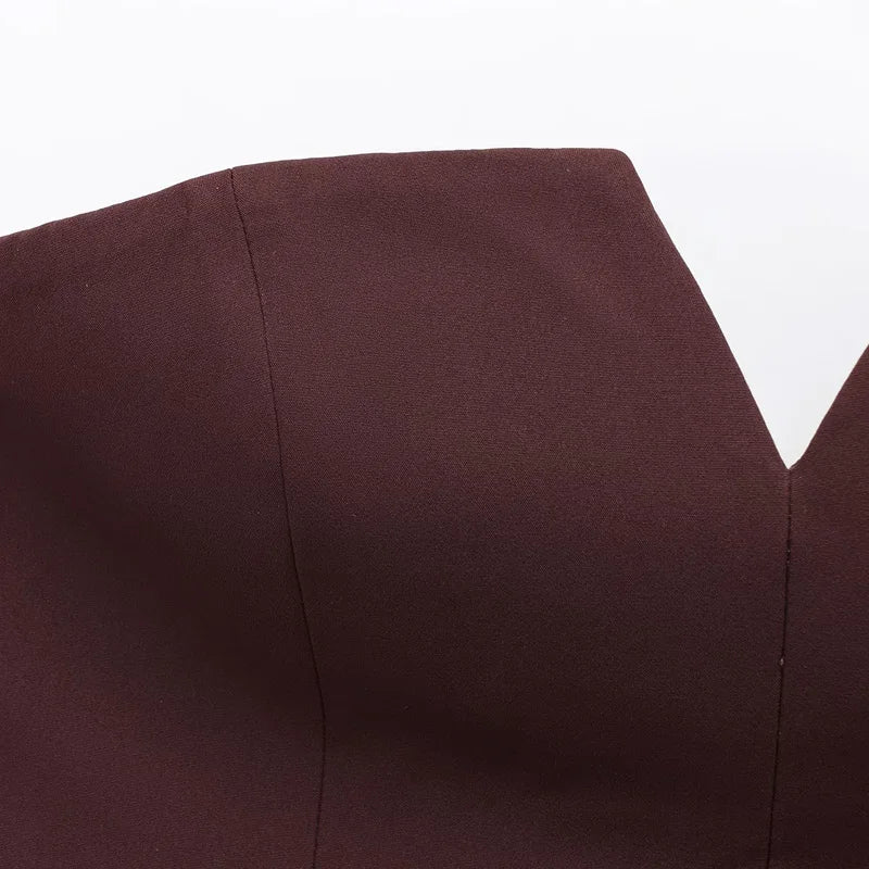 TRAF Tops para mujer Top corto sin tirantes blanco roto Corsé de verano para mujer Tops de tubo sexys sin espalda Camiseta sin mangas de color liso