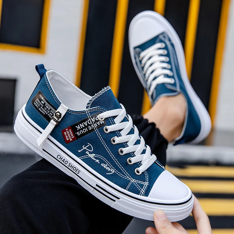 Summer Men's Canvas Sneakers Low-Top Casual Breathable Shoes for Teen Trendy Lightweight Youth Streetwear Comfort Footwear