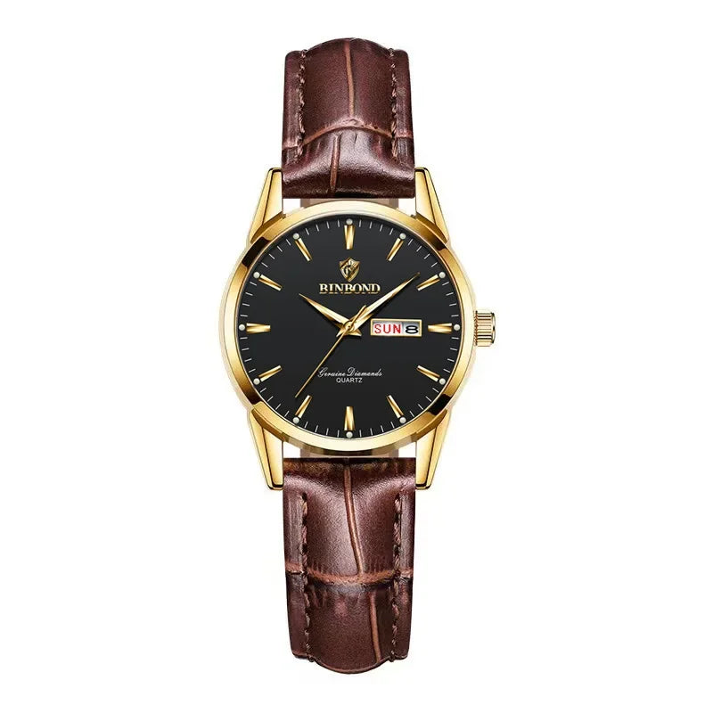 Hombre Reloj Superior Marca de Lujo Reloj de Pareja para Mujer Hombre Reloj Impermeable Calendario Masculino Relojes de Pulsera de Cuarzo Correa de Cuero Señoras