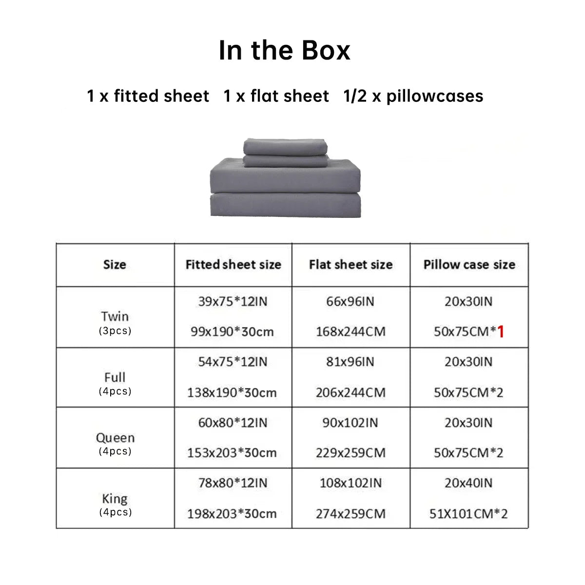 3/4-delers sengetøysett - Vanntett og pustende lakensett til soverom, 1 stk. flatt laken / 1 stk. laken / 2 stk. putevar