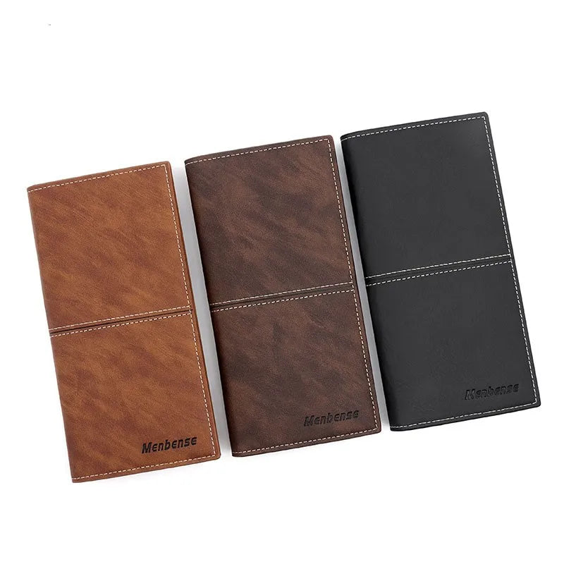 Fashion Business Retro Simple Men's Long Wallet Multi Card Holder Large Capacity Plus Wrap Long Wallet Daily Commuter Wallet