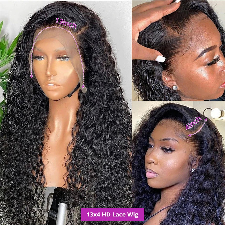 On Sale Clearance Transparent Lace Preplucked Brazilian Curly Human Hair Wigs 13x6 Frontal Deep Wave Black Wig 100% For Women
