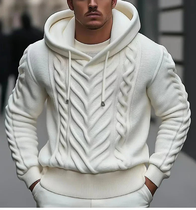 Sudaderas Hombre Jerséis Jerseys Sólido Casual Holgado Empalme Capucha Tejido Regular Grueso Cálido Tops Otoño Invierno
