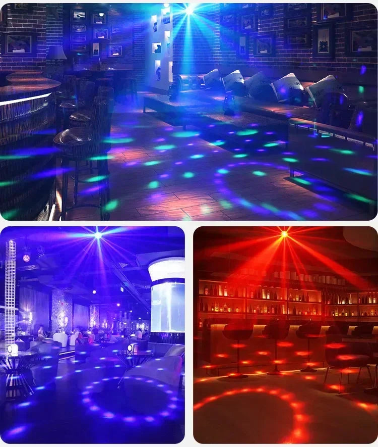 Luz LED de escenario para discoteca, bola giratoria, estroboscópica, control de sonido remoto, mágica, para coche, RGB, regalo de Navidad, fiesta, club, lámpara de espectáculo láser
