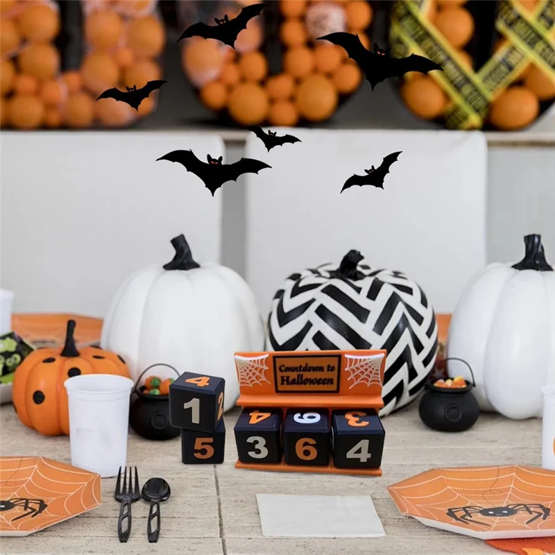 ABJI-For Indoor Home Party Halloween Countdown Decoration Holiday Tabletop Ornament Decorative Countdown Block