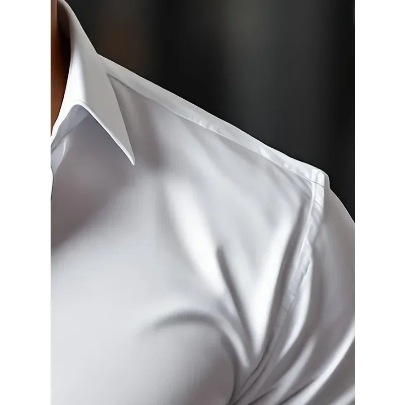 Men's Shirt Brand New Solid Color Long Sleeve Smart Casual Four Season Elastic Male Business Shirts
