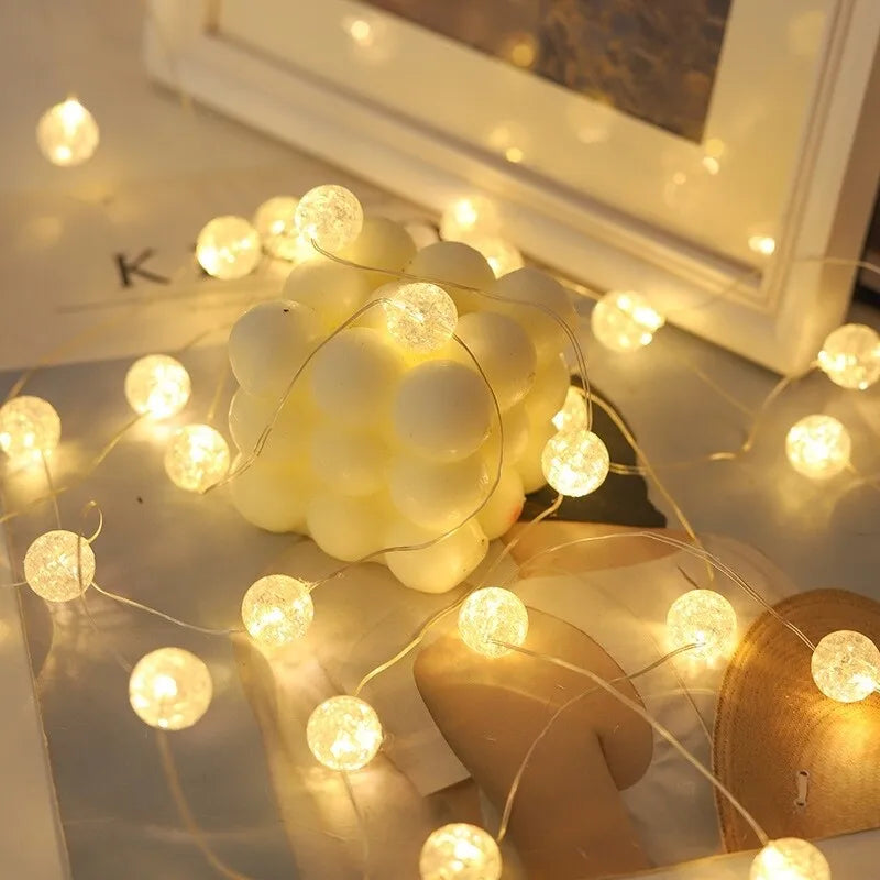 Guirnalda de luces LED, guirnalda de luces de hadas, guirnalda con pilas AG13, decoración navideña para bodas, árbol de Navidad, decoración de Año Nuevo