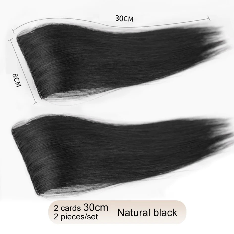 Extensiones de pelo sintético de 2 piezas/juego, extensiones de pelo, aberturas y piezas de repuesto para la parte superior, artefacto de reemplazo