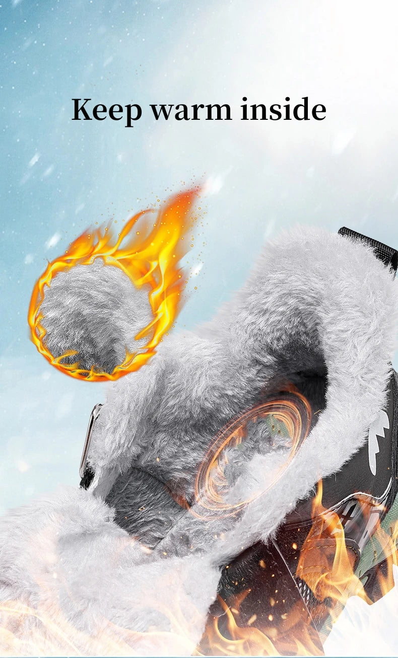 Winter Plus Velvet Hiking Shoes For Kids Non-slip Platform High Top Sports Shoes Boys Outdoor Warm Plush Children's Sneakers