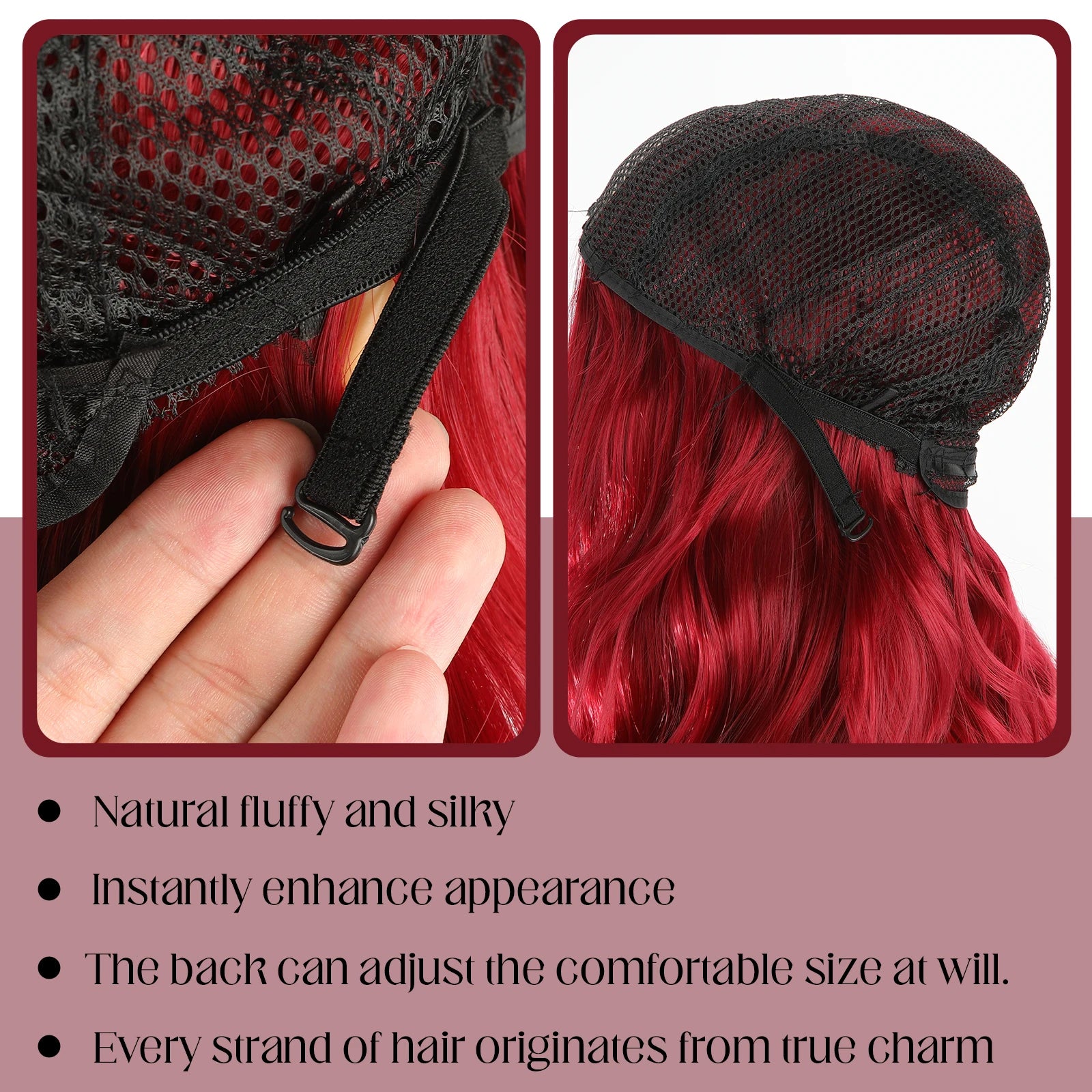 Wine Red Curly Wig