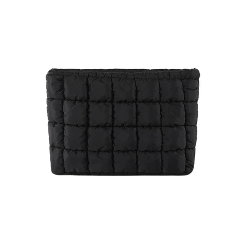 Neceser acolchado para mujer, bolsa de almacenamiento de maquillaje acolchada, neceser hinchable, bolsa organizadora de cosméticos grande, bolso de mano, estuche de belleza