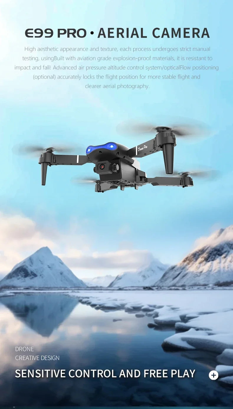 Dron RC 2024 E99Pro profesional 4K con cámara HD gran angular de 1080P, helicóptero plegable, WIFI FPV, función de mantenimiento de altura, juguete de regalo