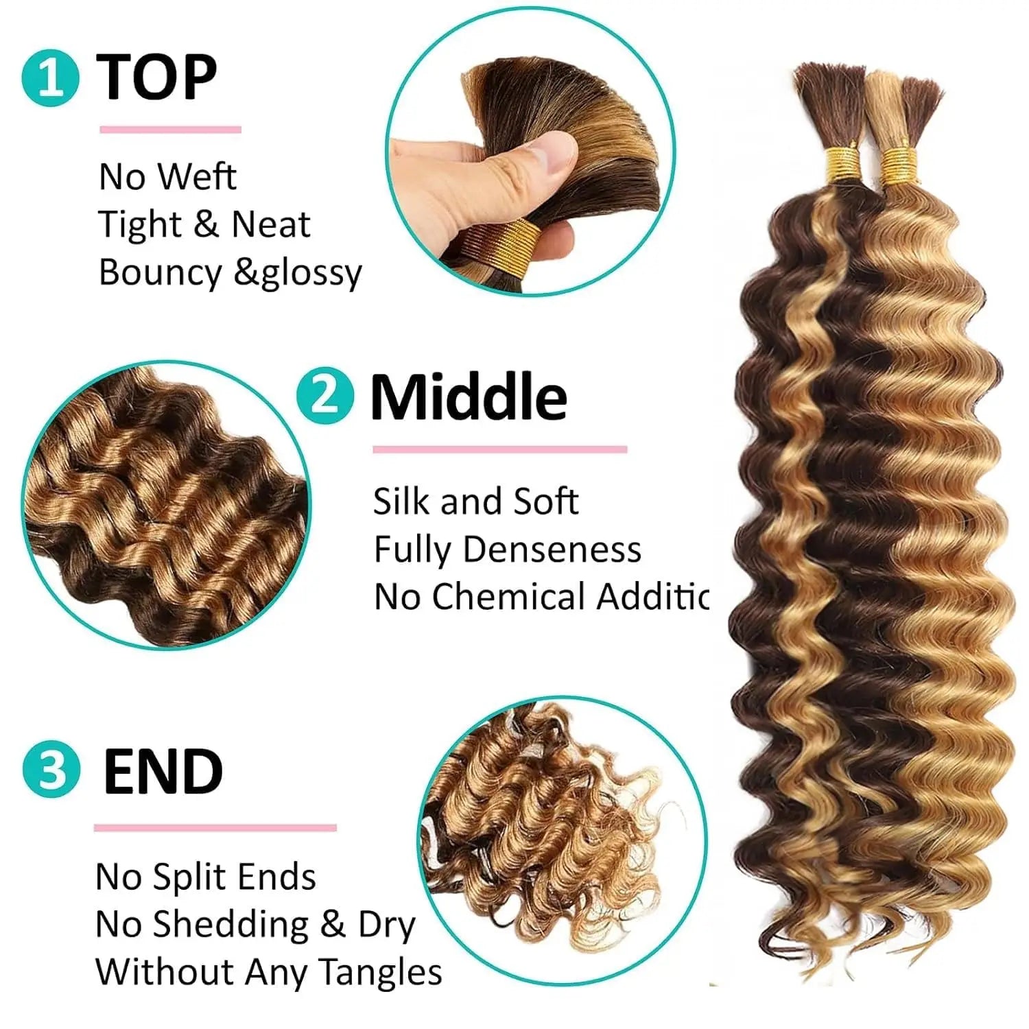 Ombre Honey Blonde Deep Wave Braiding Hair