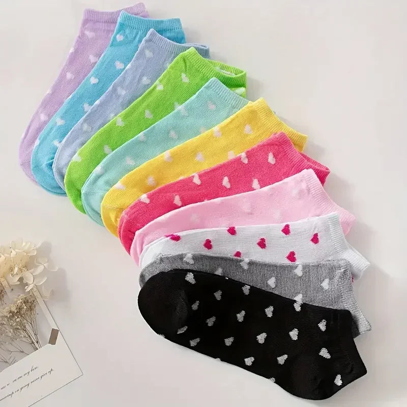 Heart Print Ankle Socks