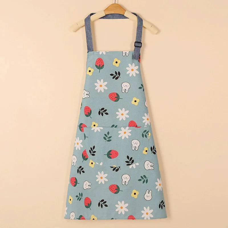 1 ud. Delantal de moda de tela de algodón, impermeable, engrosado, resistente a la suciedad, delantal de cocina y ropa de trabajo para el hogar, ropa de trabajo de jardinería