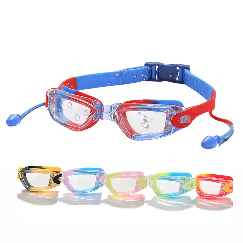 Lunettes de natation professionnelles pour enfants, étanches, antibuée, protection UV, HD, pour piscine, sports aquatiques, avec bouchons d'oreilles
