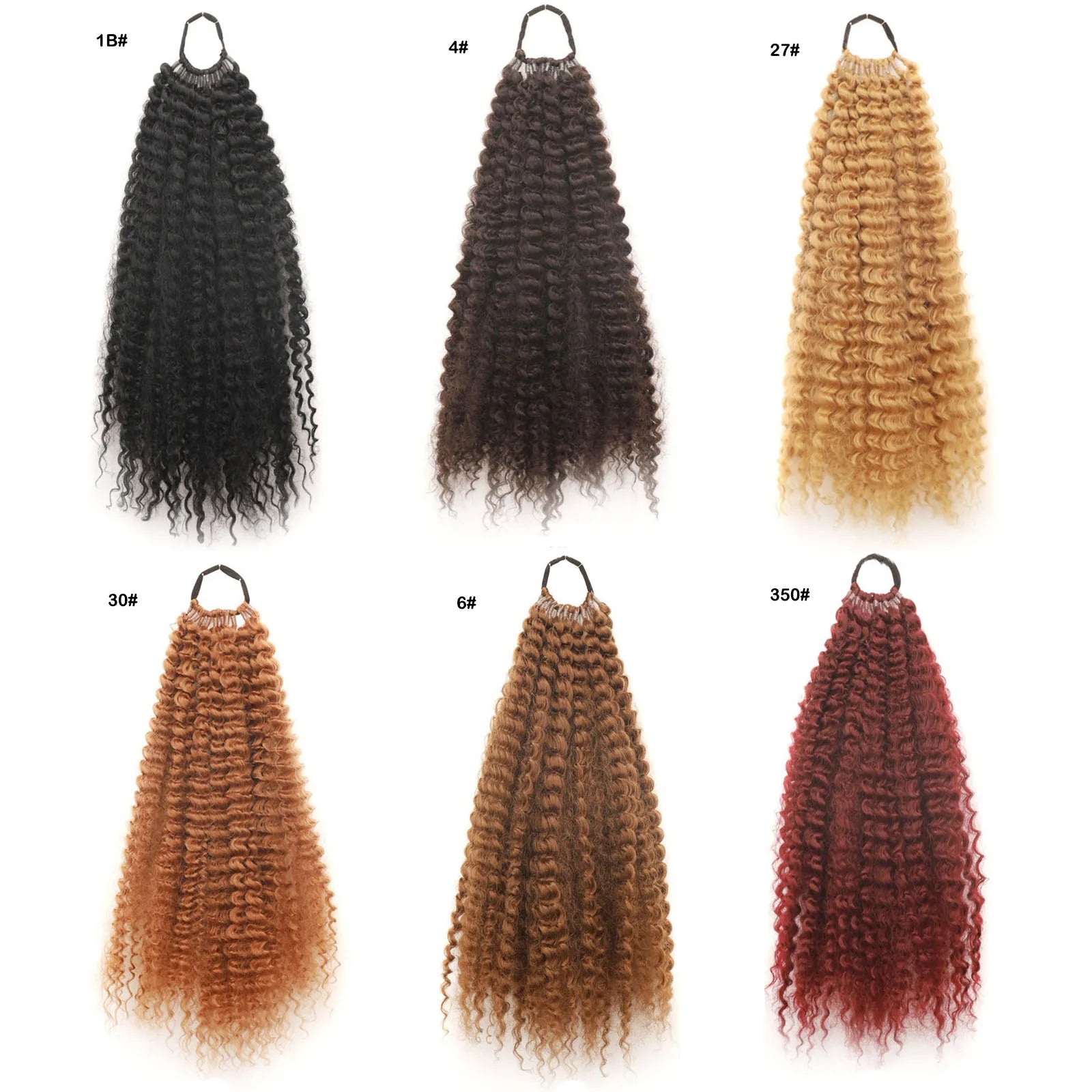 Jeedou Ponytails Loose Deep Curly Hair Ring Design Afro Fluffy Texture Synthetic Ponytail Extension for Women Daily Use