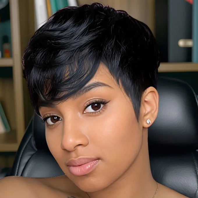 Perruque bouclée style pixie