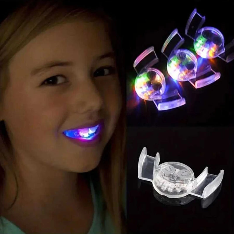 1 ud. Protector bucal LED con luces intermitentes, dientes que se iluminan, parrilla dental LED intermitente, boquilla, fiesta de Halloween, fiesta rave luminosa